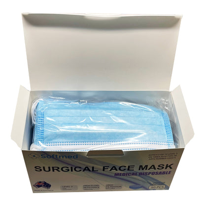 Softmed Level 3, 3 ply Disposable Surgical Face Mask (Blue) 50pcs